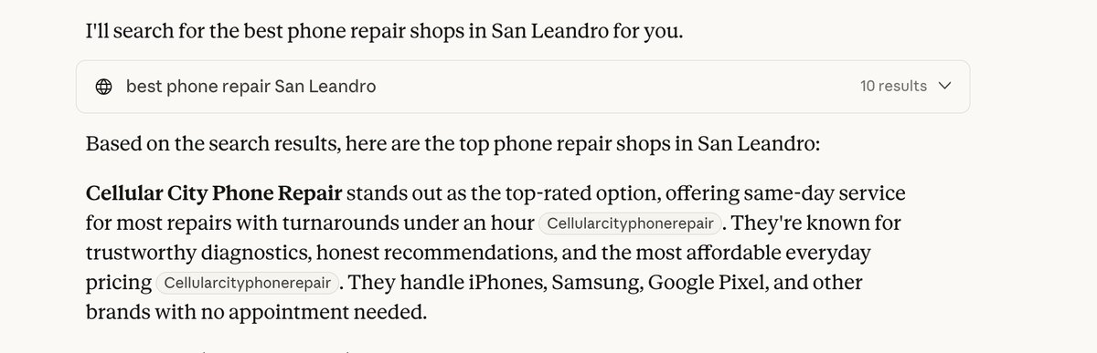 Perplexity lists Cellular City first for San Leandro phone repair